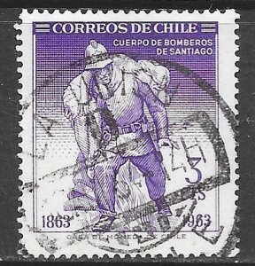Chile 344: 3c Fireman Carrying Woman, used, F-VF