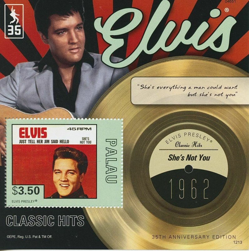 Palau 2012 MNH Elvis Presley Stamps Classic Hits She's Not You Music 1v S/S V 