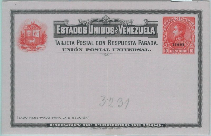 86129 - VENEZUELA -  POSTAL HISTORY - Double STATIONERY CARD Higgings & Gage #13