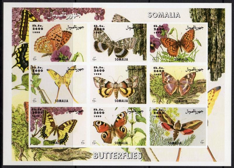 Somalia 1999 BUTTERFLIES Sheet (9) Imperforated Mint (NH)