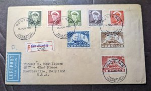 1950 Registered Greenland Airmail Cover Godthab to Hyattsville MD USA