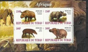 TCHAD CHAD SHEET HIPPOS RHINOS WILDLIFE