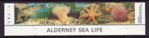 Guernsey-Alderney-Sc#69-Unused NH strip of 4-Marine Life-WWF-1993-