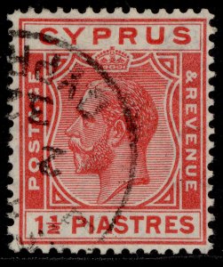 CYPRUS GV SG120, 1½pi scarlet, FINE USED.