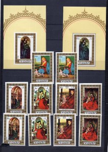 FUJEIRA 1972 PAINTINGS 2 SETS OF 5 STAMPS & 2 S/S PERF. & IMPERF. MNH