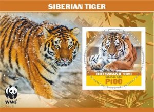 Stamps. Fauna. WWF Tiger 2021 year 6 sheets perf  Botswana