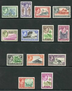 Solomon Islands SG60/72 1939-51 KGVI Set of 13 Wmk Mult Script CA U/M