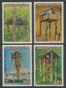 PAPUA NEW GUINEA SG496/9 1985 CEREMONIAL STRUCTURES MNH