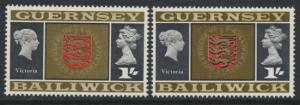 Guernsey  SG 22 & SG 22a thin paper  SC# 17 Mint Light hinge trace see details