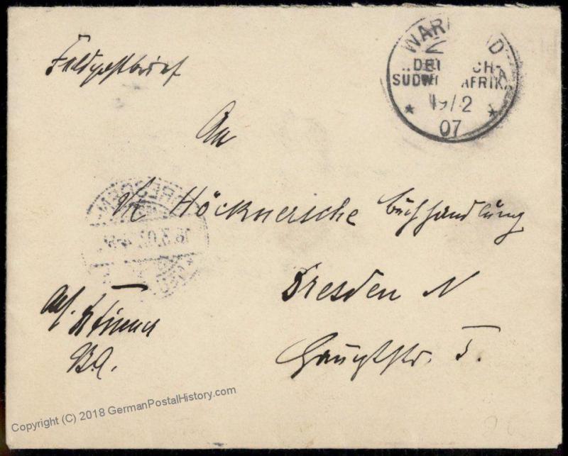 Germany 1907 Warmbad SW Africa DSWA Herero Feldpost Cover 74207