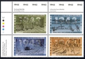 CANADA SC#1506a SECOND WORLD WAR 1943 UL BLOCK (1993 ) MNH