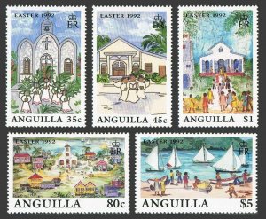 Anguilla 844-848,MNH.Michel 864-868. Easter 1992.Church,angels,village,sailboats