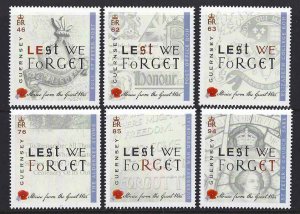 Guernsey 2018 Lest We Forget Set Sc 1455-1460 WWI The Great War MNH VF