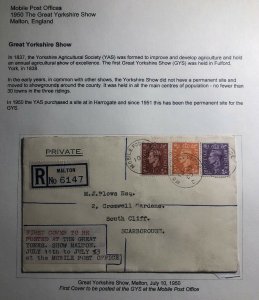 1950 Malton Mobil Post Office England First Cover To Be Posted At GYS