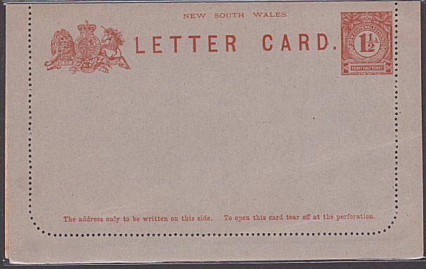 NEW SOUTH WALES 1½d lettercard unused.......................................3892