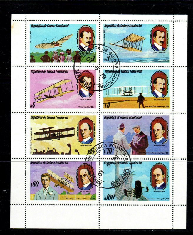 EQUATORIAL GUINEA 1979  AVIATION  MINT  VF NH  O.G SHEET OF 8  CTO  (eq10a)