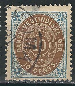 Danish West Indies 10 Used F/VF App 1876 SCV $35.00