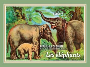 Guinea 2021 MNH Wild Animals Stamps Elephants Asian Elephant 1v S/S