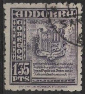 Andorra (Spanish) 47 (used) 1.35p coat of arms, dk blue vio (1948)