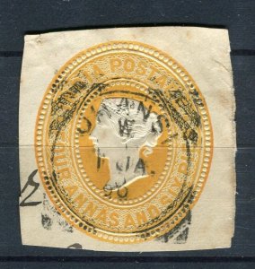 INDIA; 1880s classic QV 4a. 6p. fine POSTMARK Stationary Piece, Jhansi