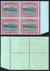 Dominica SG70 2/6 Wmk Mult Script CA U/M Block (top value) Cat 180+++ pounds