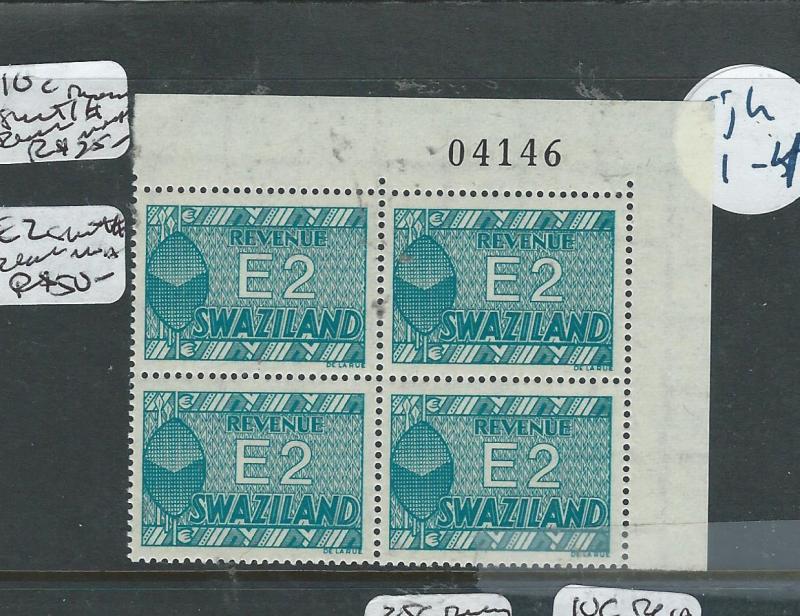 SWAZILAND (P1907B) MODERN REVENUE E2  SHEET NUMBER BL OF 4    MNH