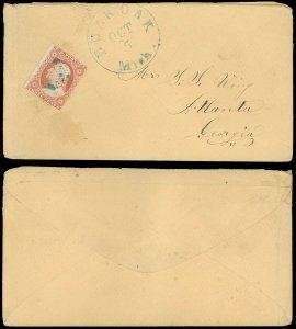 1858c OCT 5 BURROAK MICH. CDS to Mrs Wing, Atlanta, Type D-1 PATENT CANCEL, #26!