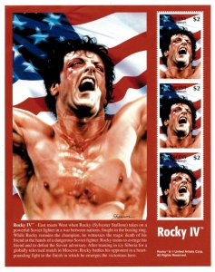 St. Vincent 1996 SC# 2373 Rocky IV, Flag, Film, Boxing - Sheet of 3 Stamps - MNH