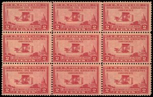 US Sc 649 MH/MNH BLOCK of 9 -1928 2¢ -Civil Aeronautics Conf.- See Desc.