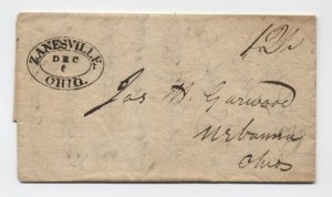 1825 Zanesville OH black oval handstamp stampless letter [k.681