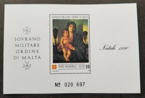 Malta Sovereign Military Order Christmas Madonna Of The Saplings 1990 (ms) MNH