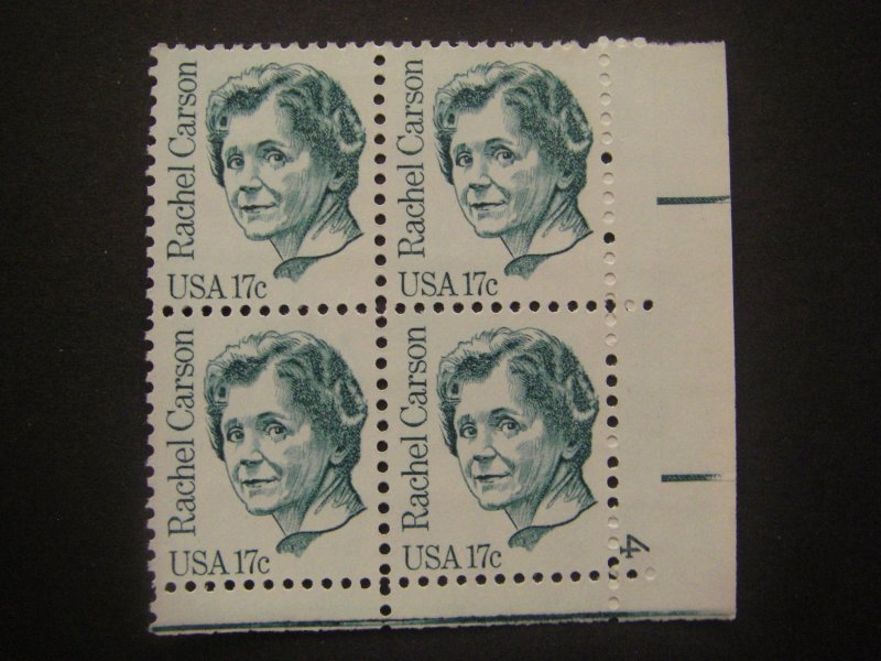 Scott 1857, 17c Rachel Carson, PB4 #4 LR, MNH Great Americans Beauty