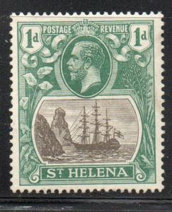 St Helena Sc 80 1922 1 d GV & ship stamp mint