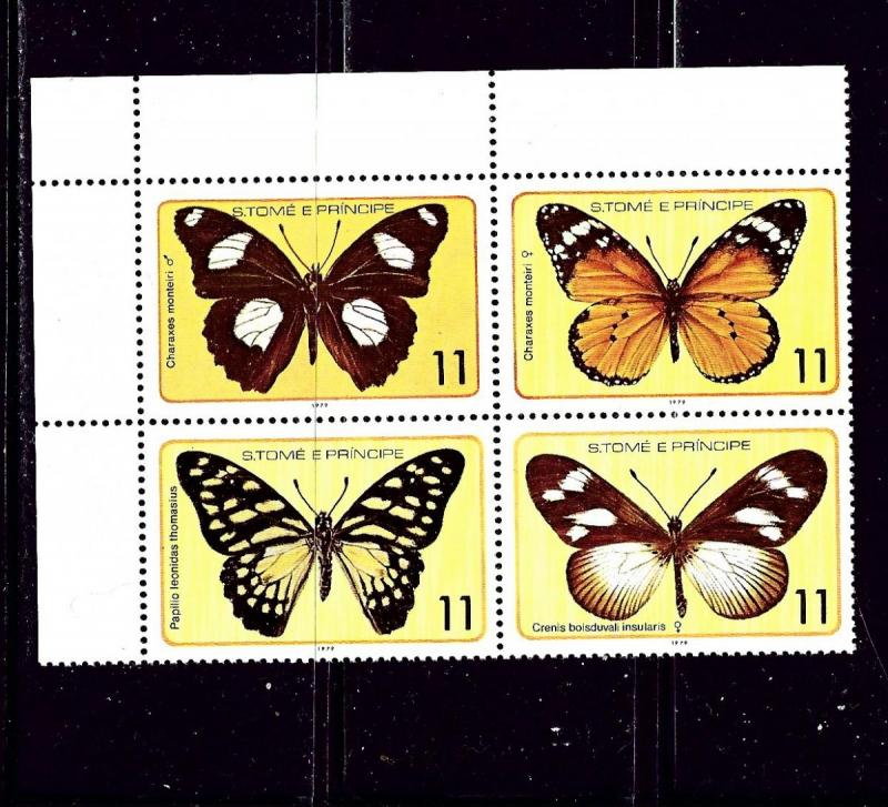 St Thomas and Prince Is 505 MNH 1979 Butterflies block of 4