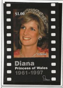 Thematic stamps Royalty Liberia  Princess Diana miniature sheet on photo reel