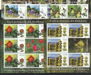 Romania STAMPS 2020 PROTECTED FLOWERS MNH POST SHEETS