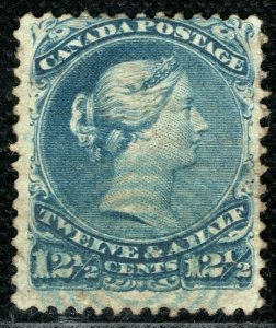 CANADA QV Stamp SG51 12½c Bright Blue (1868) BLUE CANCEL Used Cat £130++ RBLUE55