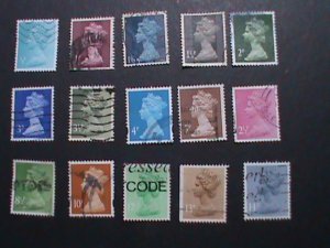 ​GREAT BRITAIN 15-DIFFERENT- VERY OLD REVENUE STAMPS USED-VERY FINE
