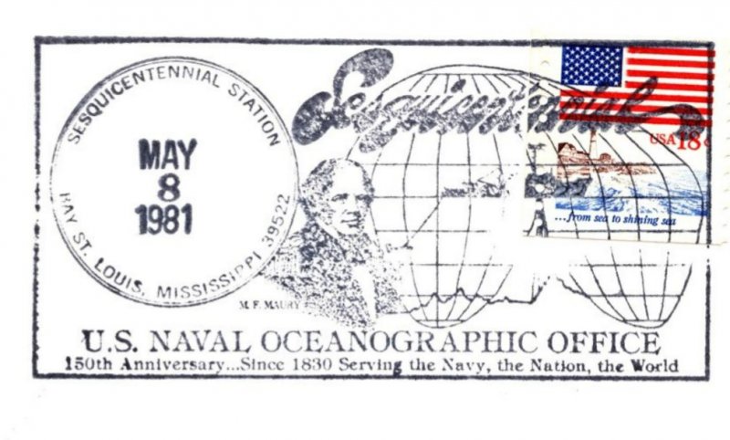 US SPECIAL PICTORIAL POSTMARK COVER 150 YEARS U.S. NAVAL OCEANOGRAPHIC OFFICE 81