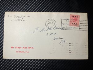 1929 Bahamas First Flight Cover FFC Nassau to Miami FL USA Daisy Stamp Co BWI