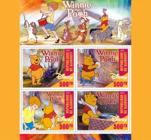Stamps.Cartoons ,Winnie The Pooh 2022 year, sheet 1+1 sheets  perforated