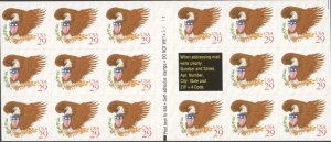 1992 US Scott #2597a  29¢ Red Eagle Booklet Pane of 17 MNH