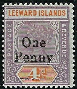 Leeward Is 17 MH 1902 surcharge; penciled number on back (fe8475)