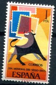 Spain Sc#1307 MNH, 1p org & multi, World Stamp Day (1965) (1965)