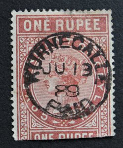 Ceylon QV Revenue Government Office of Ceylon One Rupee SON 1889 CDS Kurnecalle