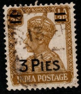 INDIA SG282 1946 3p on 1a3p YELLOW-BROWN USED