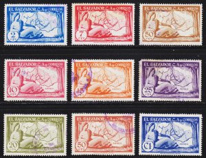 El Salvador Scott 682-84, C173-78 complete set F to VF used.