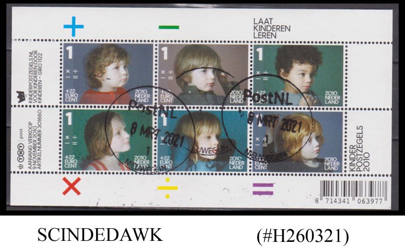 NETHERLAND - 2010 CHILD AT MATHEMATIC LESSON / CHILDREN STAMPS MIN/SHT CTO