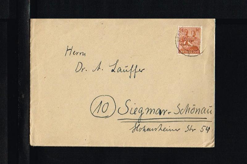 1947 - Allied Occupation Cover - wirth enclosed letter [B09_140]