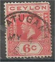 CEYLON, 1912, used 6c, King George V, Scott 204